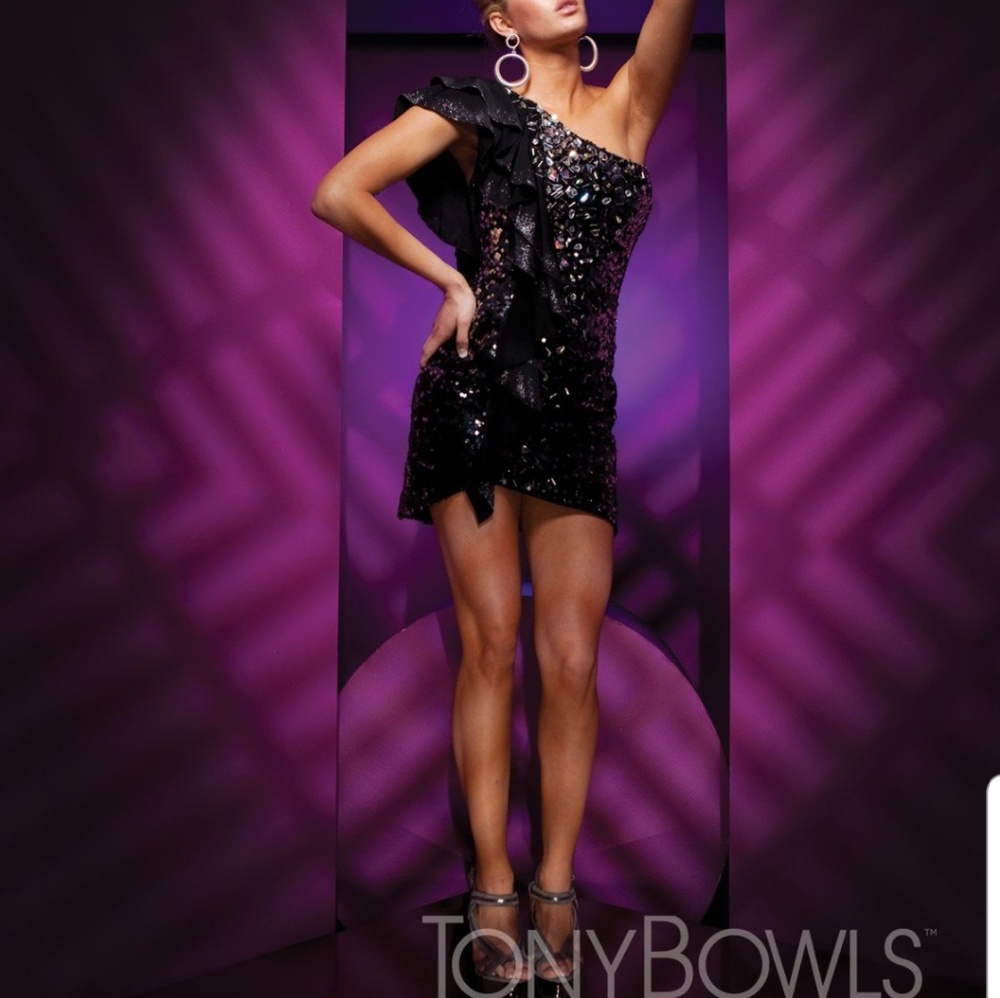 Tony Bowls TS11186 black sequin cocktail dress